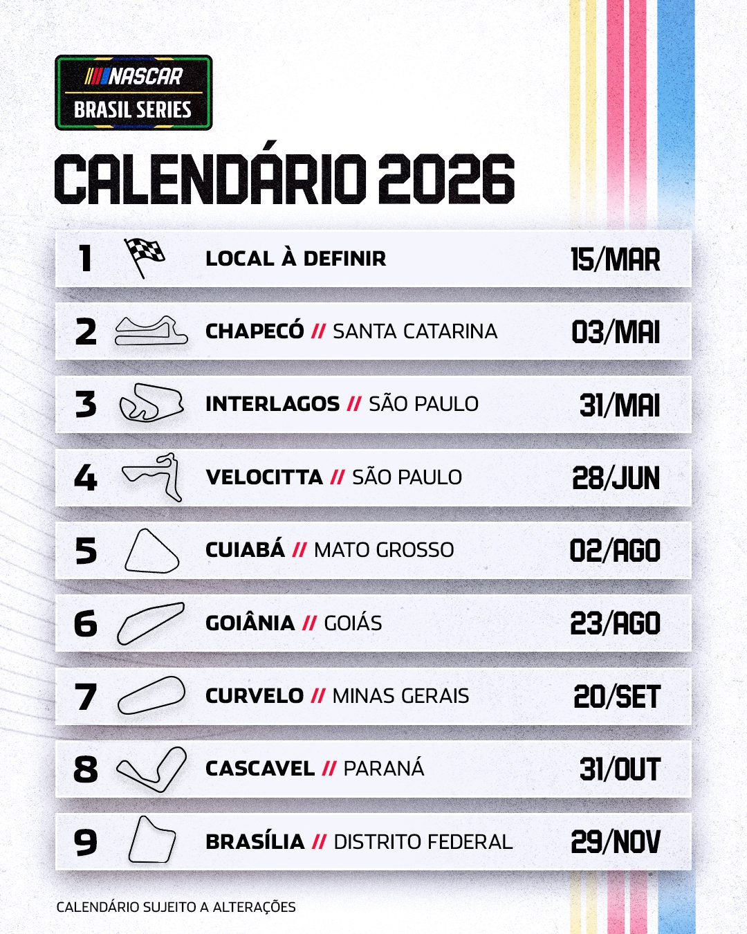 Nascar Calendario 2026 10 Geral Feed